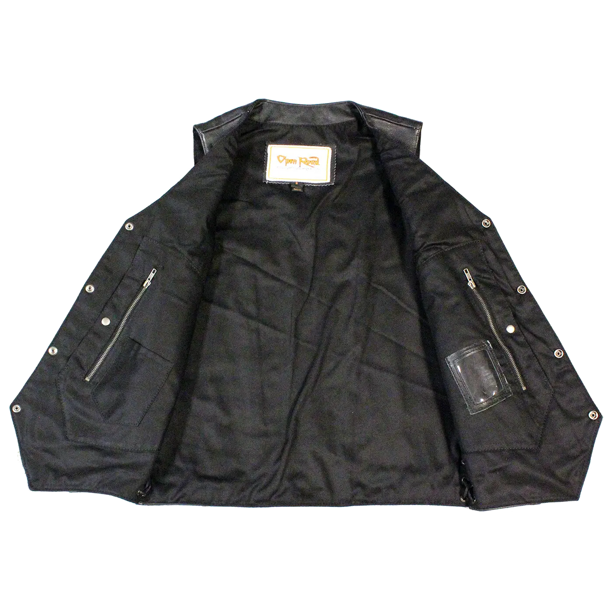 Open Road Men's 10 Pocket Leather Vest