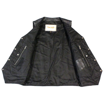 Open Road Men's 10 Pocket Leather Vest