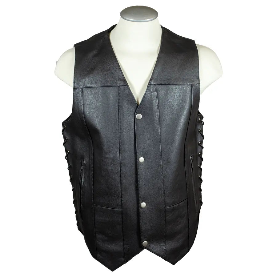 Open Road Men's 10 Pocket Leather Vest