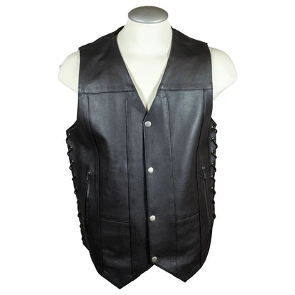 Open Road Men's 10 Pocket Leather Vest