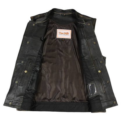 Open Road Men's Distressed Leather Club Vest
