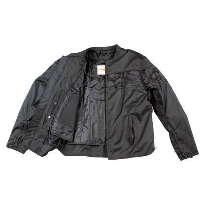 Open Road Men's Reflective Skull Textile Motorcycle Jacket