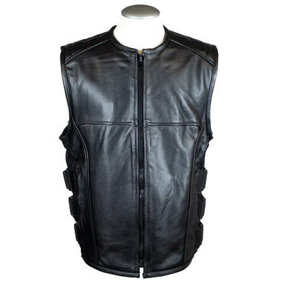 Open Road Men's Zip-Up Tactical Leather Vest