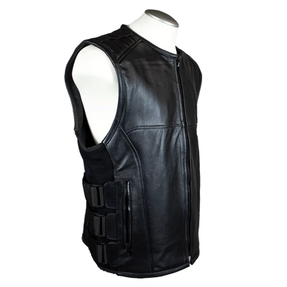 Open Road Men's Zip-Up Tactical Leather Vest