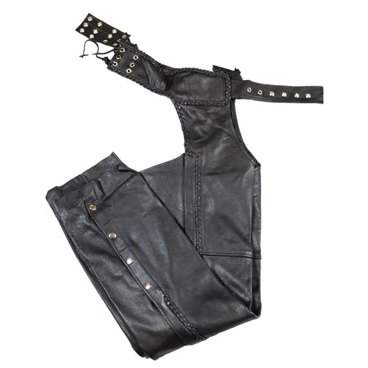 Open Road Women's Braid Detail Premium Leather Chaps