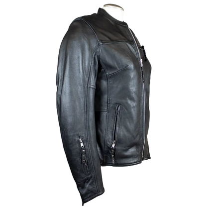 Open Road Women's Racer Leather Motorcycle Jacket
