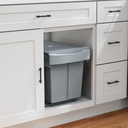 Pull Out Trash Can Under Cabinet, 10.6 Gallon (40L) Slide Out Garbage Can with 2 Removable Compartments, Grey
