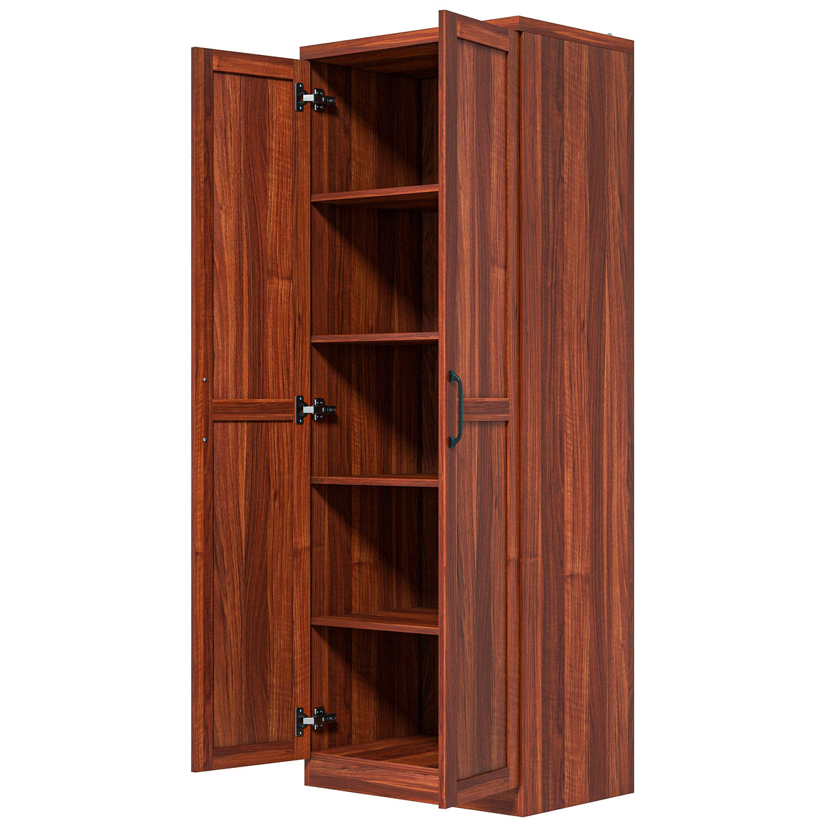 63" Kitchen Storage Cabinet, 5-tier Pantry Cabinet with Doors and Adjustable Shelves for Dining Room, Black