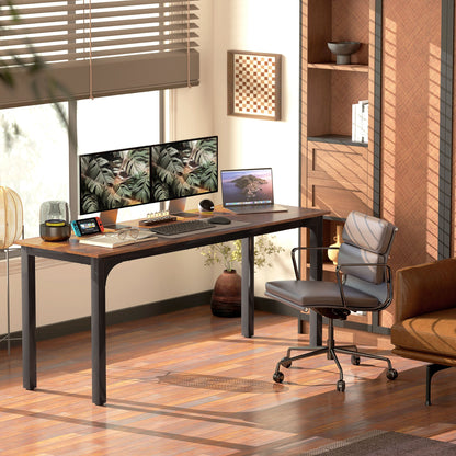 71" Computer Desk, Desktop Desk with Metal Legs, Distressed Black