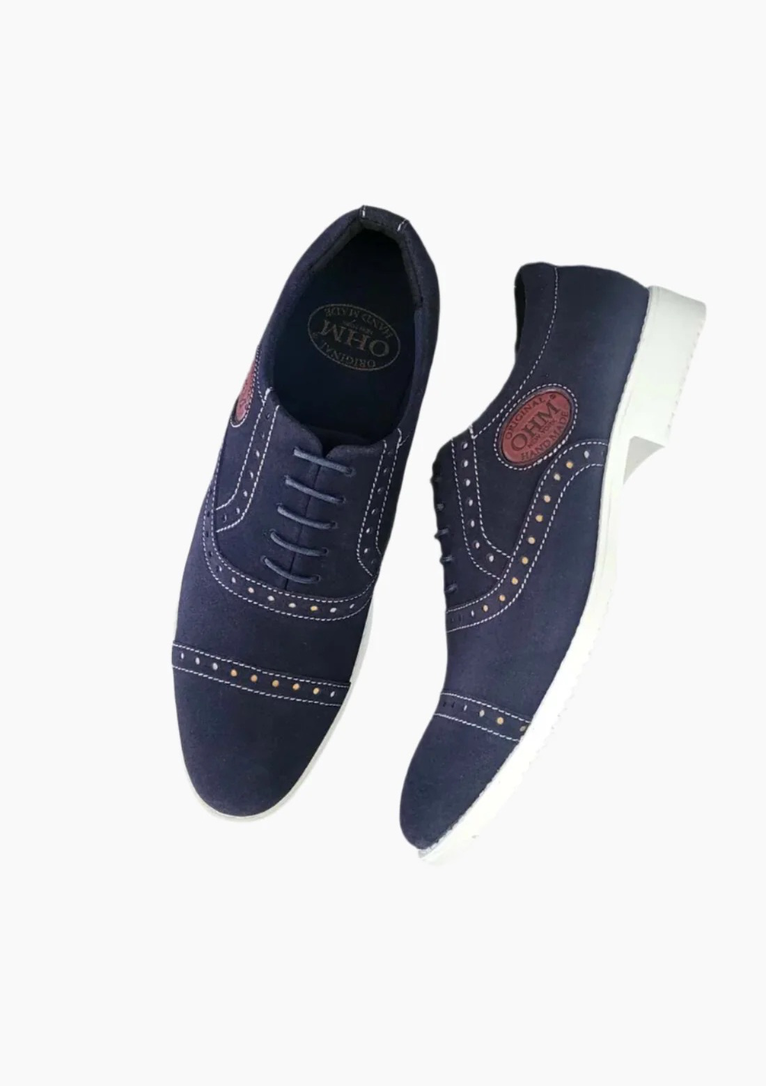 OHM Oxford Shoes in Italian Blue Leather with Perforation