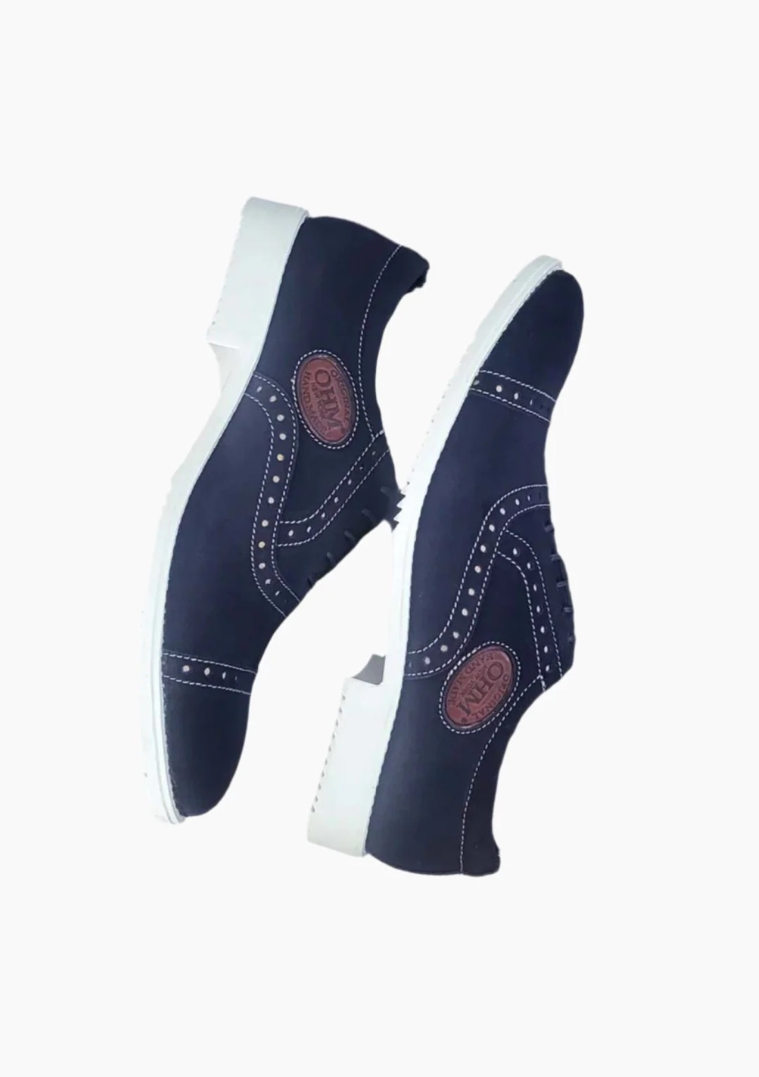 OHM Oxford Shoes in Italian Blue Leather with Perforation