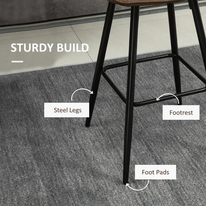 PU Leather Counter Height Bar Chairs Set of 2, 27.75" Bar Stools with Metal Legs for Dining Area, Kitchen Island, Black