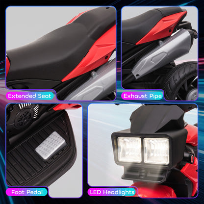 Kids Electric Pedal Motorcycle Ride-On Toy 6V Battery Powered w/ Music Horn Headlights Motorbike for Girls Boy Blue