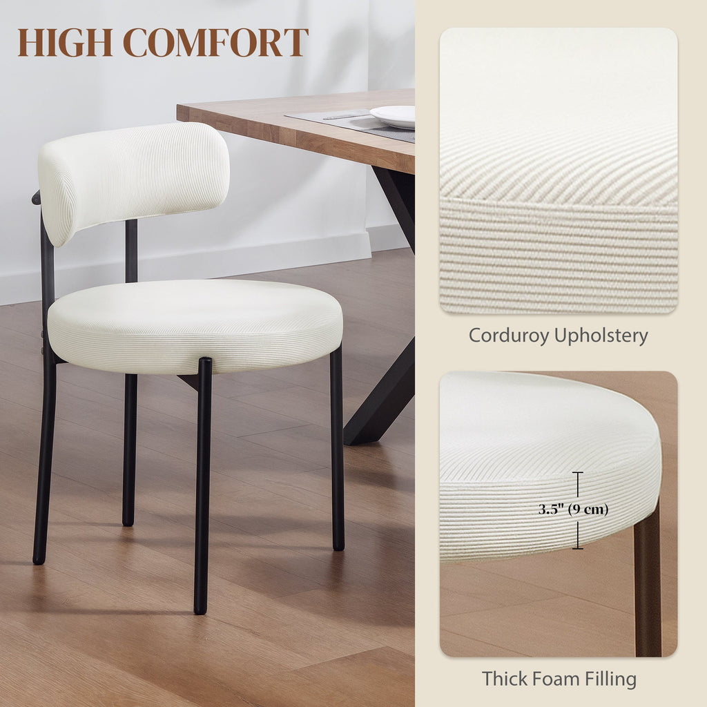 Avery 4 Pieces Modern Dining Chairs with Corduroy Upholstery-Beige