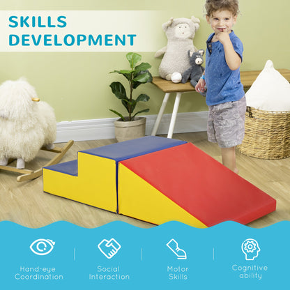2-Piece Climb and Crawl Activity Soft Play Set, Secure Foam Blocks Playset for Toddler Preschooler Babies Indoor, Activity Structure Play Equipment, Multi-colour