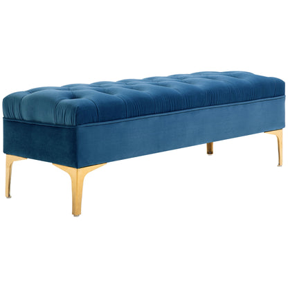 End of Bed Bench, Upholstered Bench, Entryway Shoe Bench with Button Tufted for Living Room, Bedroom, Blue