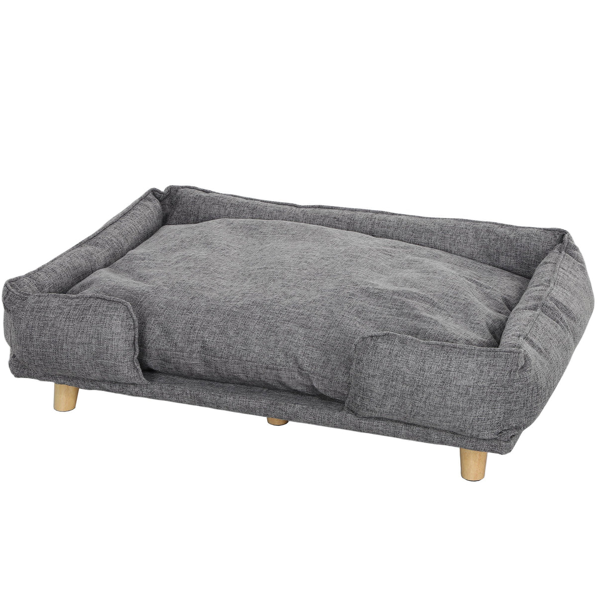 Washable Dog Sofa for Large Dogs, Elevated Pet Couch with Anti-slip Foot Pads, Dark Grey
