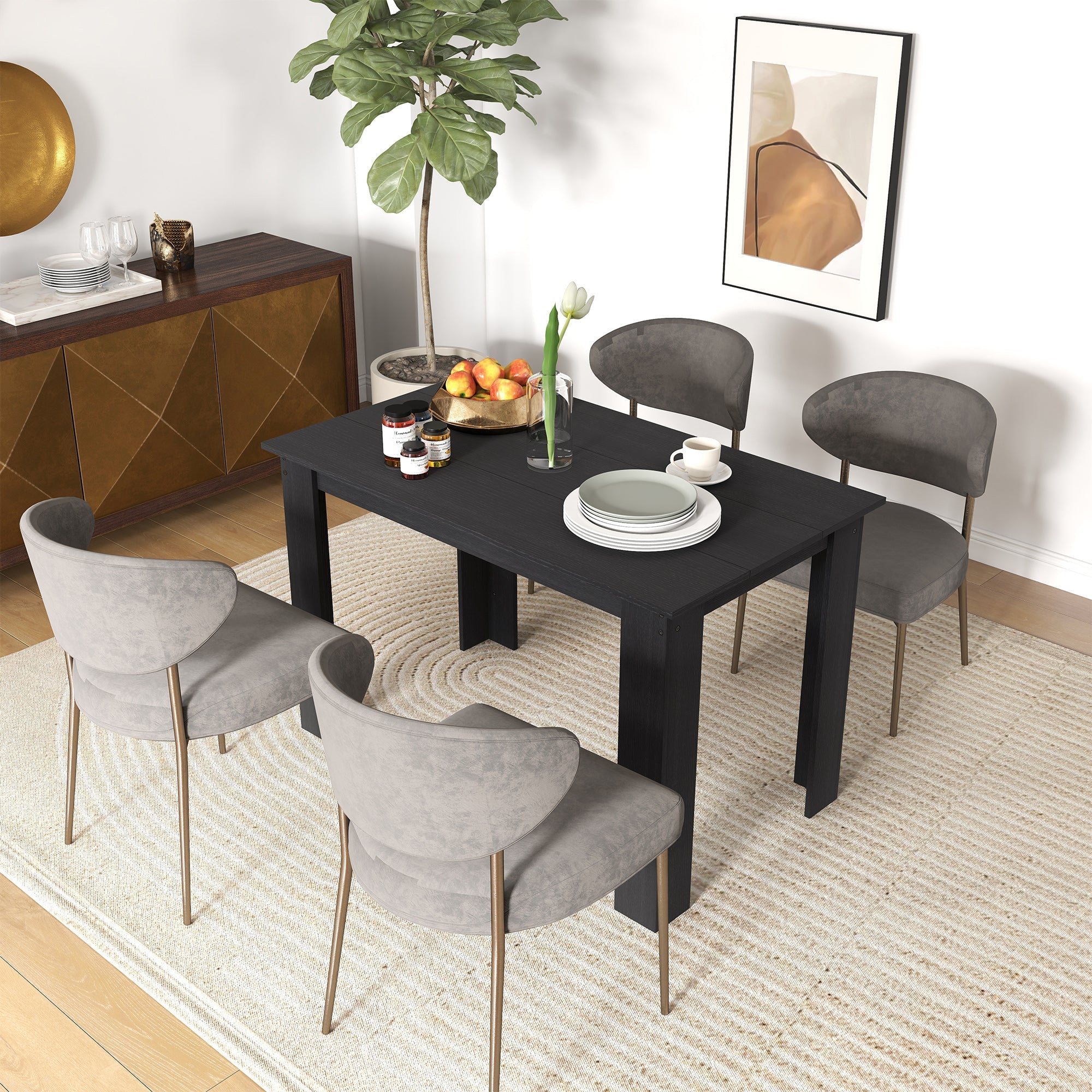 Spencer 47" Dining Table for 4-6 People-Black