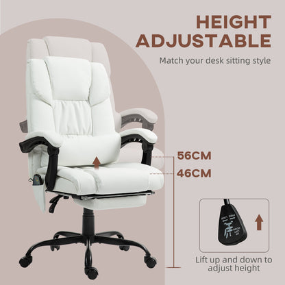 6-Point Vibration Massage Chair, Height Adjustable Reclining Computer Chair with Retractable Footrest, Black