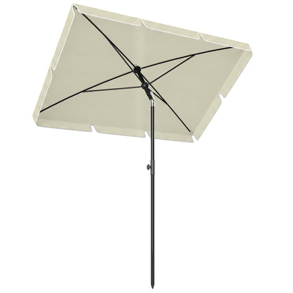 6.5x4ft Rectangle Patio Umbrella Aluminum Tilt Adjustable Garden Parasol Sun Shade Outdoor Canopy Beige
