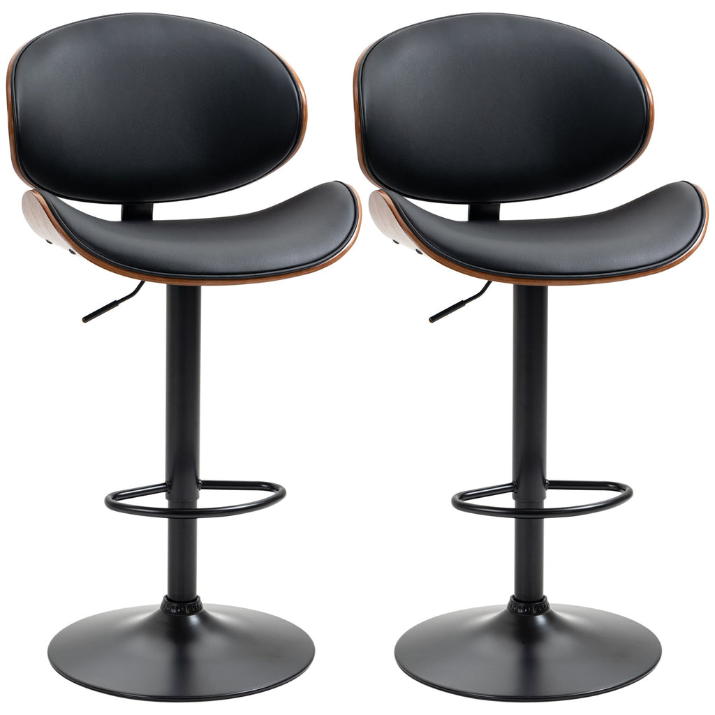 Alpine Modern Adjustable Counter/Bar Stools with Swivel Seat-Set of 2-Black