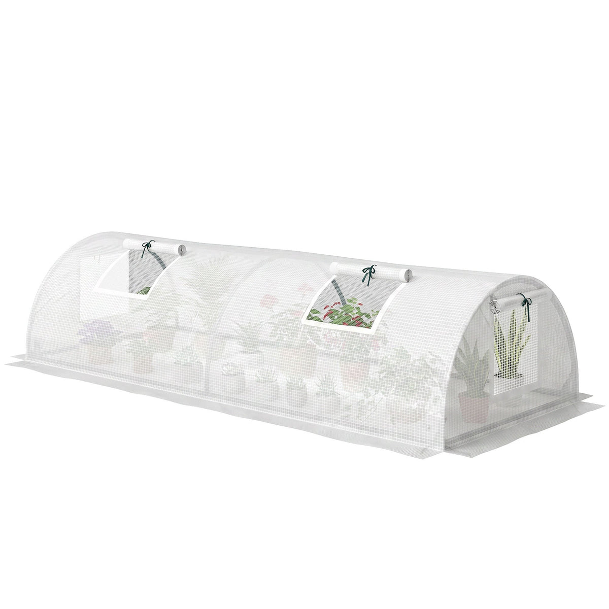 Portable Mini Greenhouse, Tunnel Growing Tent with 5 Mesh Windows and Steel Frame, 7' x 3' x 2', Green