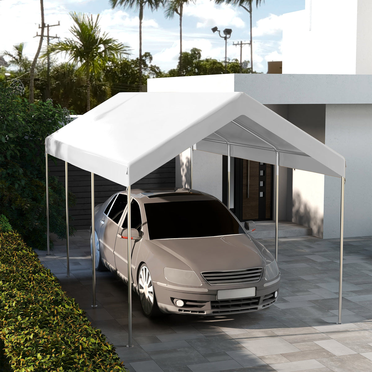 10 x 20ft Carport Replacement Canopy, UV Resistant Garage Car Cover with Ball Bungee Cords, Dark Grey