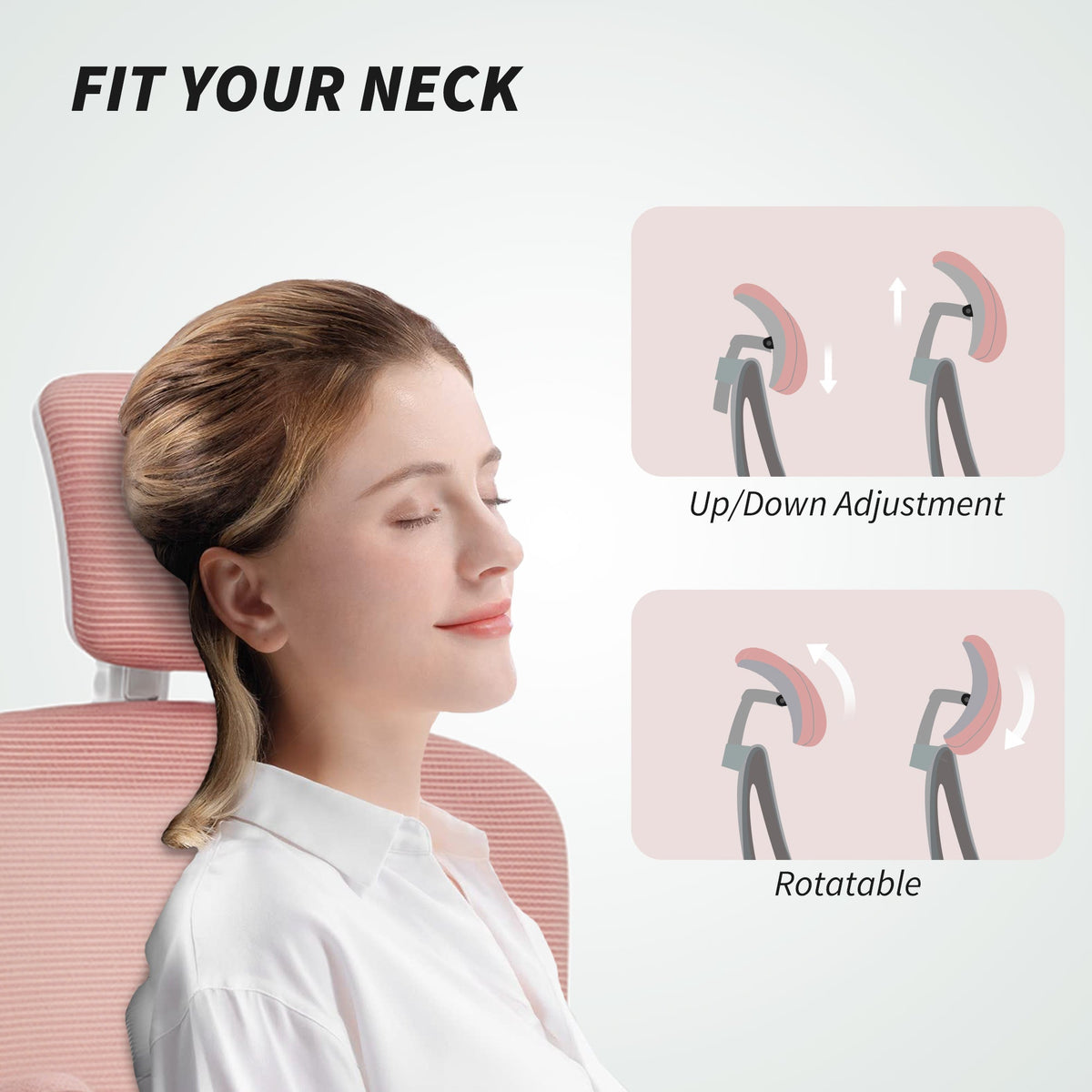 Ergonomic Office Chair, Mesh Desk Chair with Adjustable Headrest, Lumbar Support and Height, Flip-Up Armrests, Black