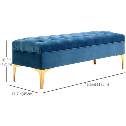 End of Bed Bench, Upholstered Bench, Entryway Shoe Bench with Button Tufted for Living Room, Bedroom, Blue