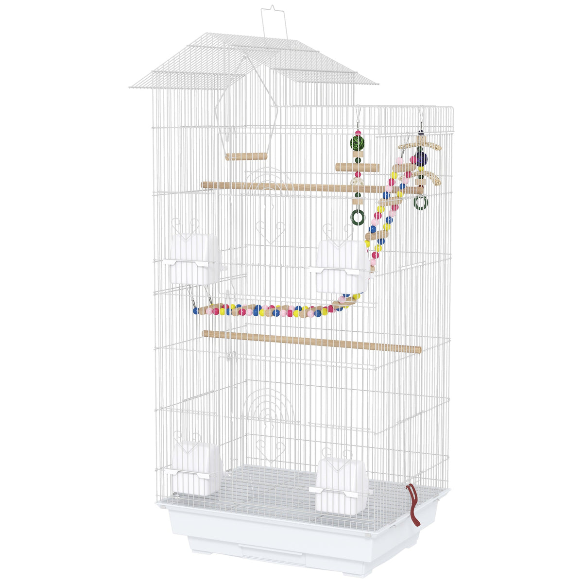 39" Bird Cage for Budgie, Cockatiel, Conure, Small Birds, with Ladder, Swing, Toys, Perches, Tray, Feeding Bowls, Handle