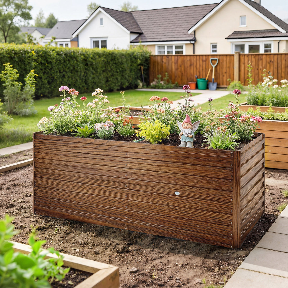 5' x 3' x 2' Raised Garden Bed, Galvanized Planter Box for Growing Flowers, Herbs and Vegetables, Black