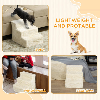 4-Step Dog Ramp for Sofa, Bed, and Couch, with Removable Cover, Light Grey