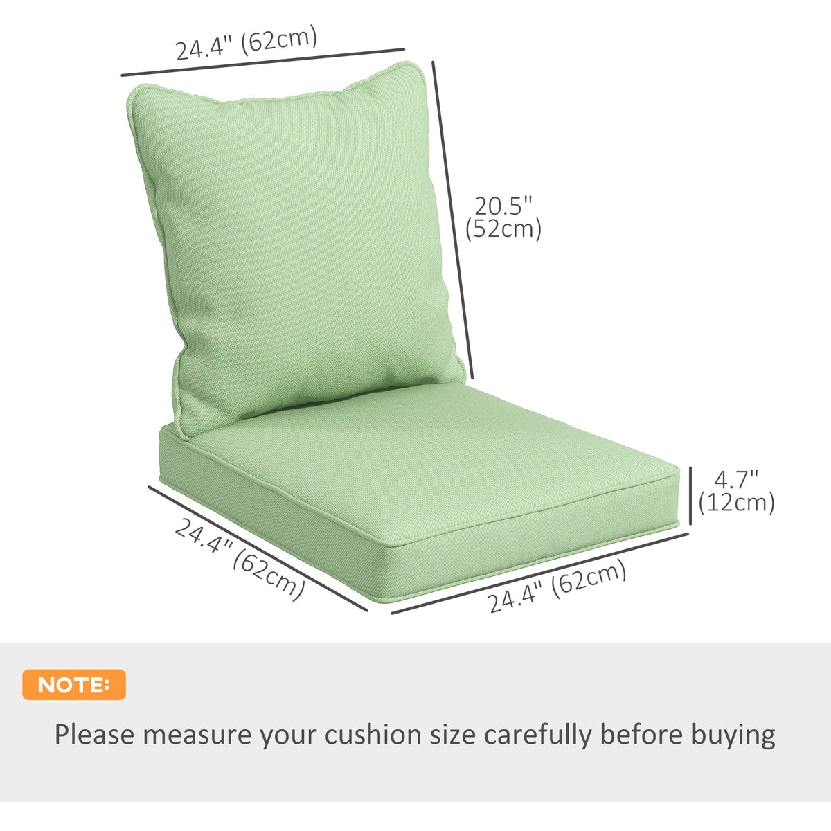Seat Cushion Back Pillows Replacement Set of 2, Patio Chair Cushions Set for Indoor Outdoor, Blue