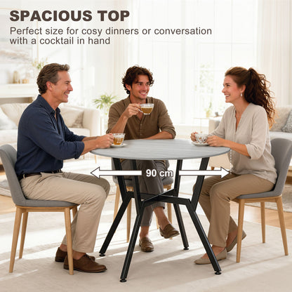 Ainsley 35" Round Dining Table with Steel Frame-Grey