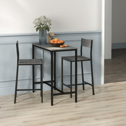 Industrial Bar Table Set Counter Height 3 Piece and 2 High Back Stools Set Dining Table Set Natural Wood