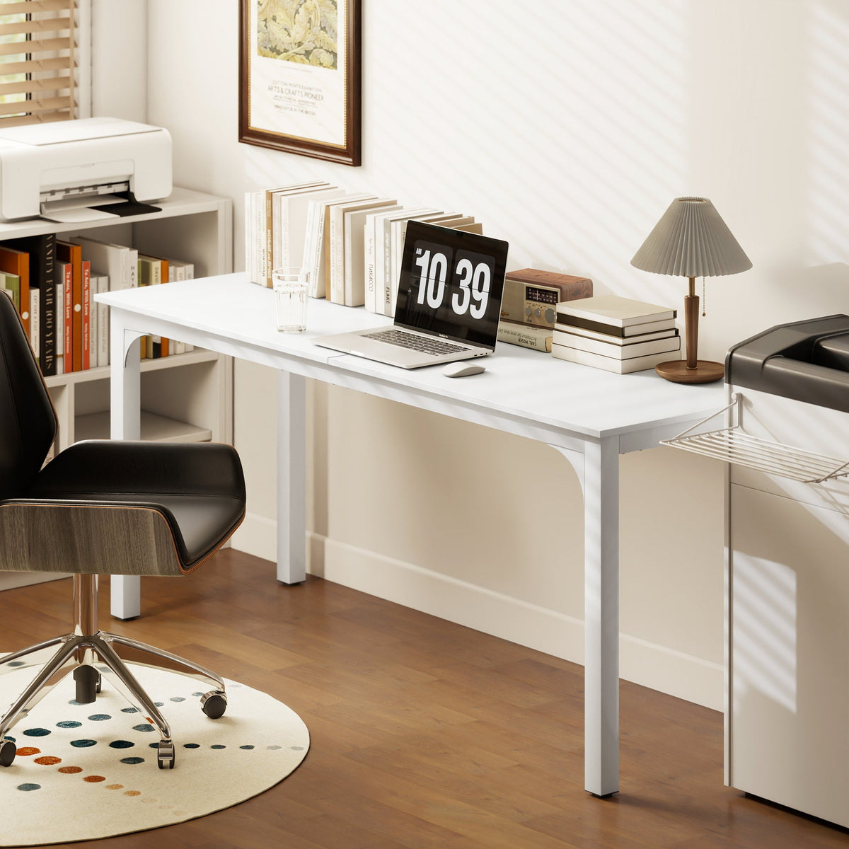 71" Computer Desk, Desktop Desk with Metal Legs, Distressed Black