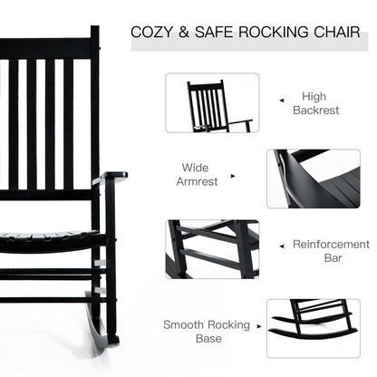 Wooden Porch Rocking Chair Outdoor Patio Rocker Garden Single Leisure Reclining Seat Armchair Natural