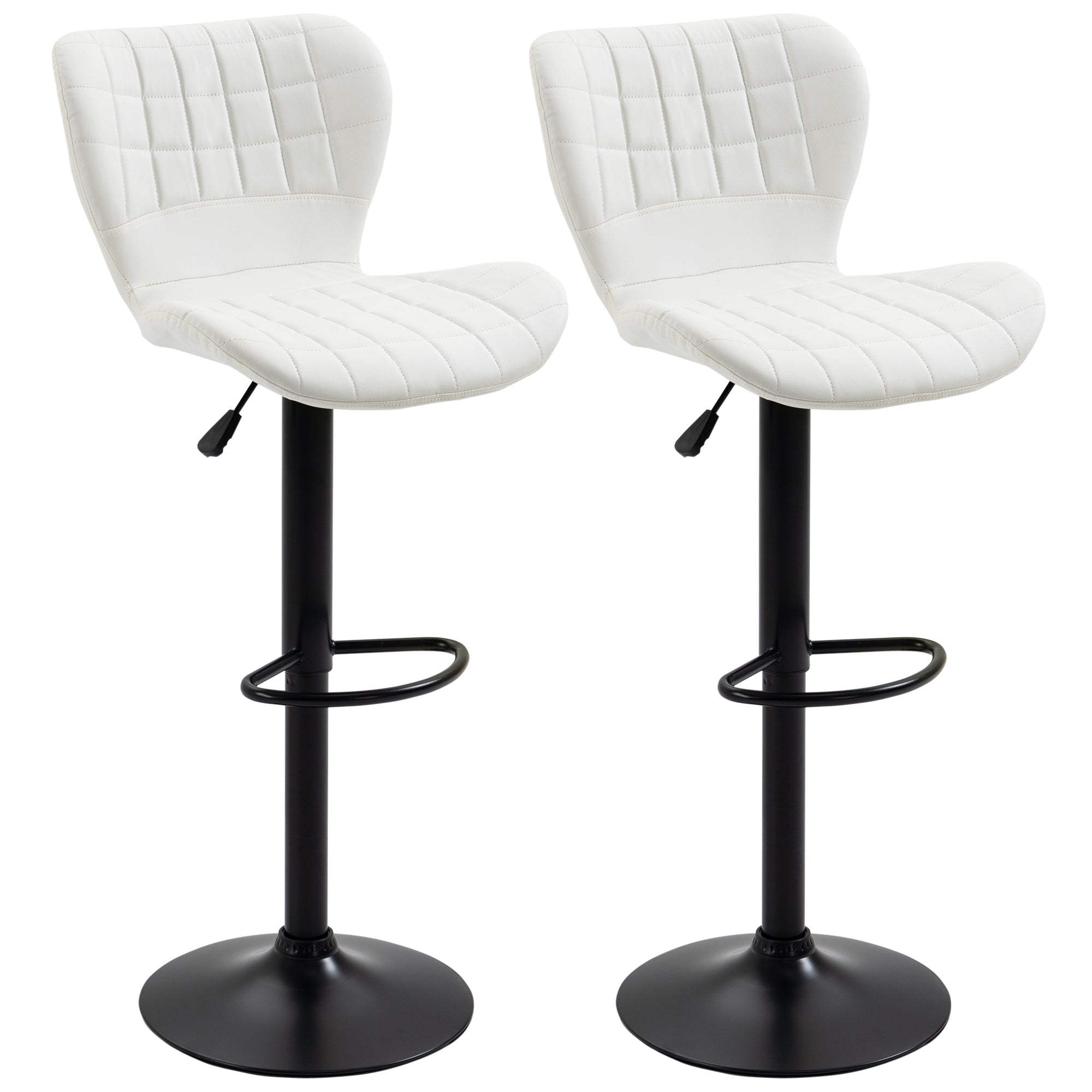 Avion Counter/Barstools with Adjustable Height and Swivel-Set of 2-White