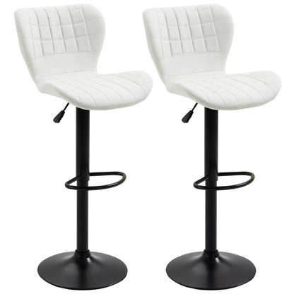 Avion Counter/Barstools with Adjustable Height and Swivel-Set of 2-White