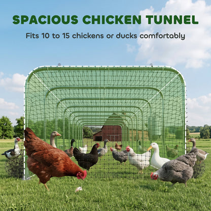 Extra Long Chicken Tunnel for Outside, 354" x 39" Galvanized Steel Chicken Run for 10-15 Chickens or Ducks