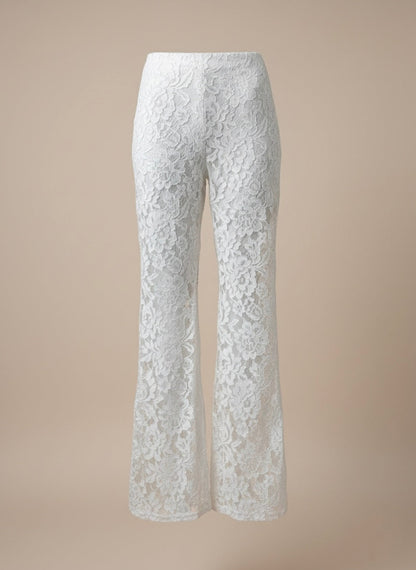Floral Lace Corset & Wide Leg Trouser Set