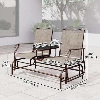 Patio Glider Rocking Chair 2 Person Outdoor Loveseat Rocker Garden Furniture Bench, Grey