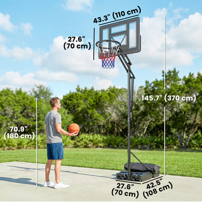 Basketball Hoop, 7.7 FT to 10 FT Adjustable, Portable Basketball Goal with 43'' Shatterproof Backboard,Fillable Base