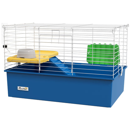 18.5" Small Animal Cage with Water Bottle, Food Dish, Platform, Ramp, Black