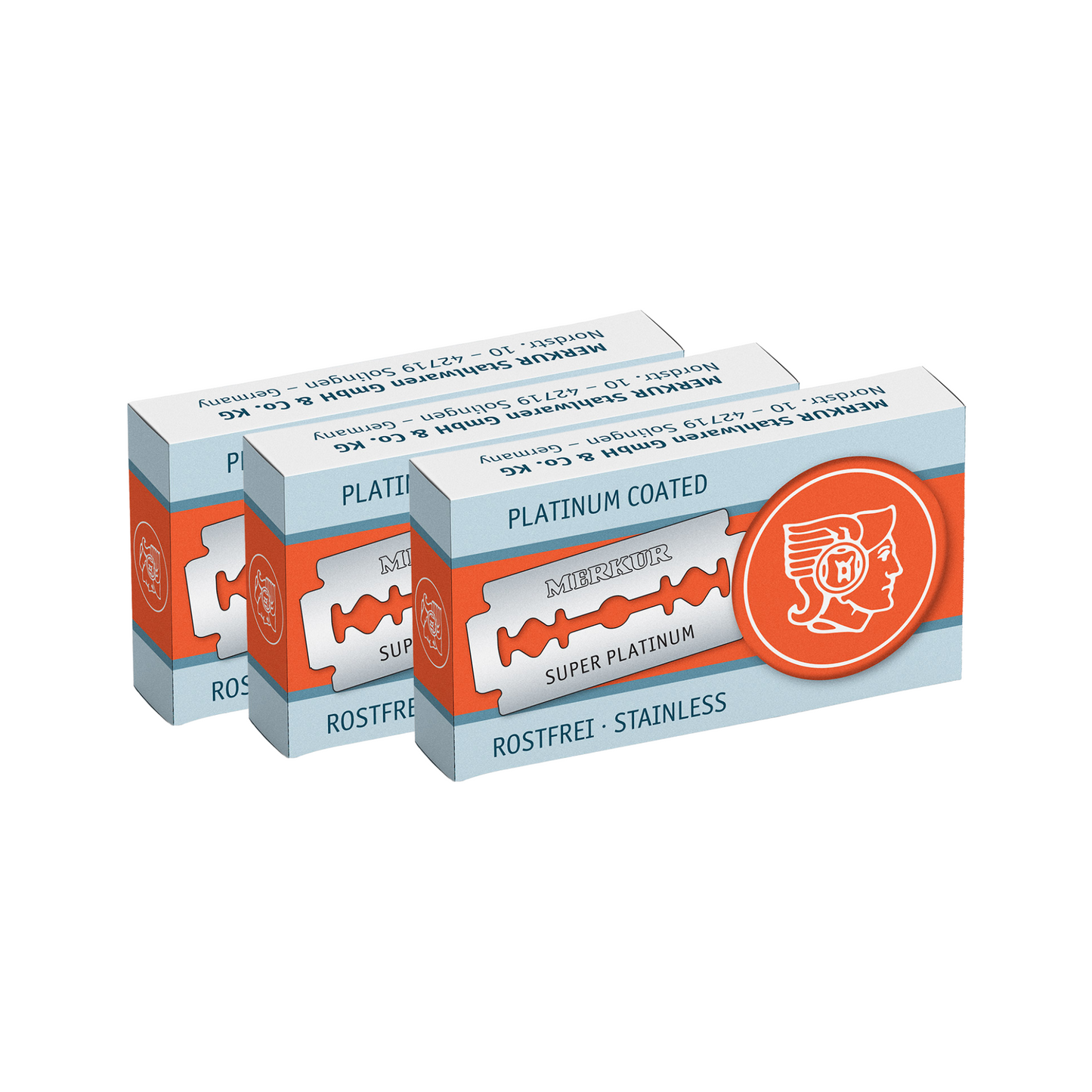Merkur Super Platinum Double Edge Safety Razor Blades (3 Packs, 10 Blades/Pack)