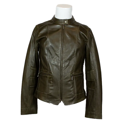 Plonge Leathers Women's Snap Collar Lamb Leather Jacket