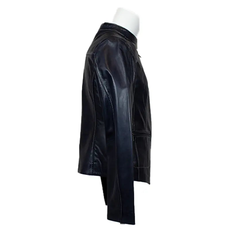 Plonge Leathers Women's Snap Collar Lamb Leather Jacket