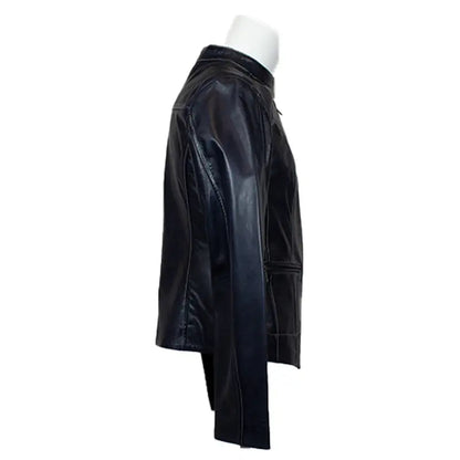 Plonge Leathers Women's Snap Collar Lamb Leather Jacket