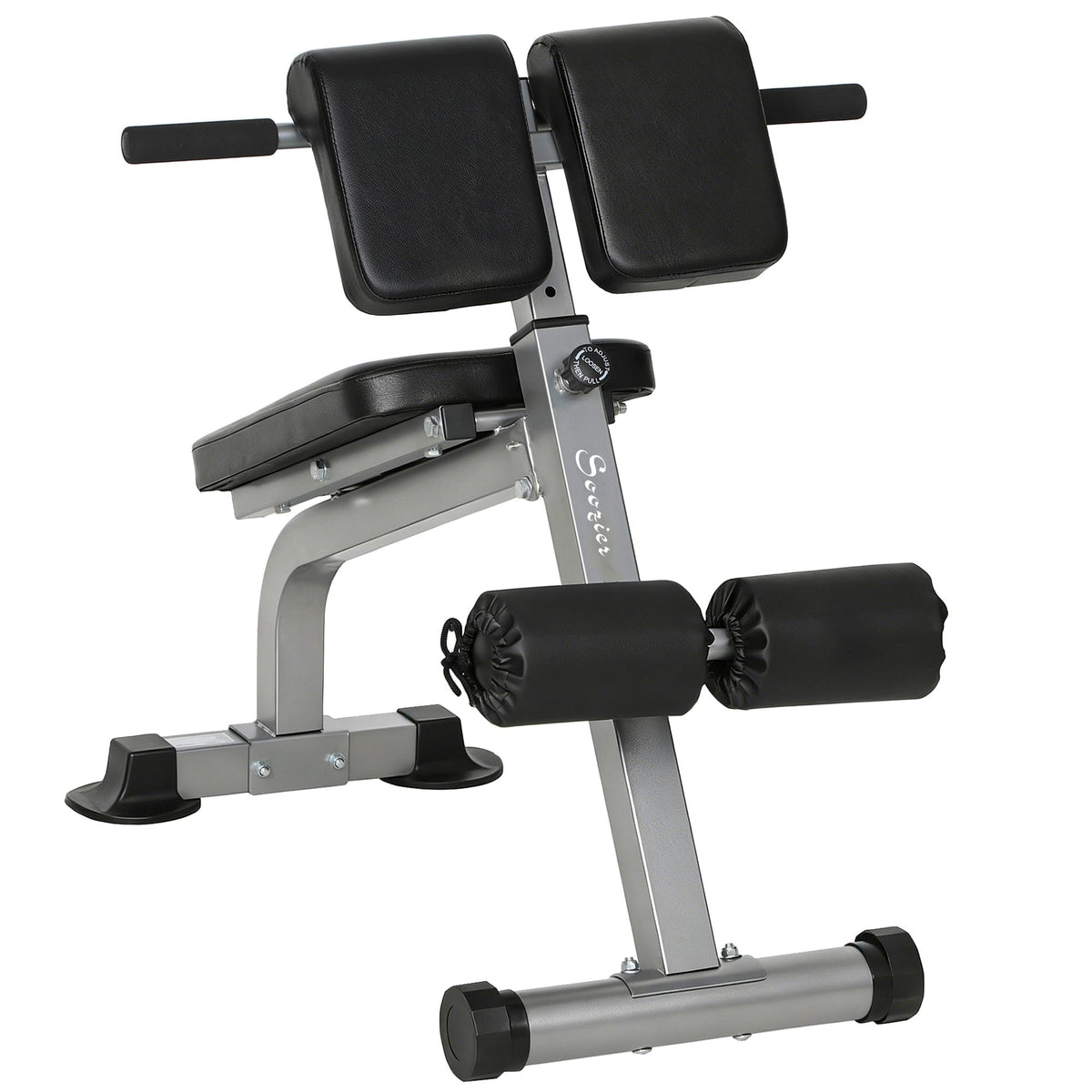 Roman Chair Back Extension Machine, Height Adjustable Hyperextension Bench, 38" x 26.8" x 27.2–43.3", Silver Tone