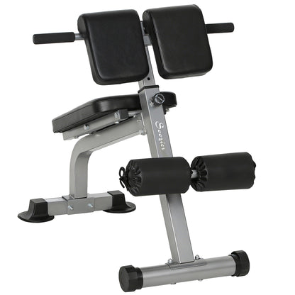 Roman Chair Back Extension Machine, Height Adjustable Hyperextension Bench, 38" x 26.8" x 27.2–43.3", Silver Tone
